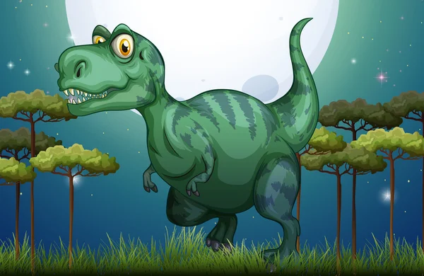 Dinozaur w polu w nocy — Wektor stockowy