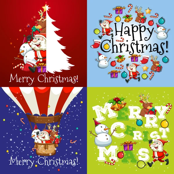 Christmas card in four designs — Stock Vector