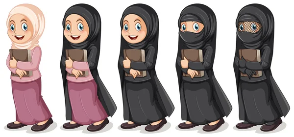 Moslim meisje bedrijf boek — Stockvector