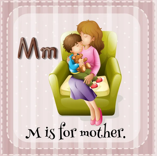 Flashcard alphabet M is for mother — Stock Vector