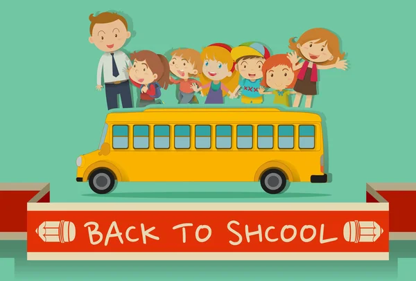 Tema de regreso a la escuela con profesores y niños — Archivo Imágenes Vectoriales