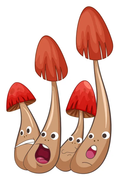 Mushrooms with facial expressions — Stock Vector