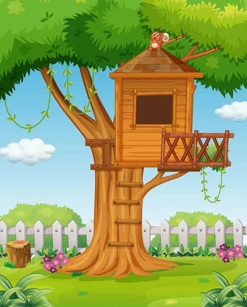 Treehouse στον κήπο — Διανυσματικό Αρχείο