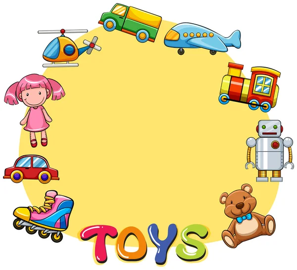 Design de bordure avec beaucoup de jouets — Image vectorielle