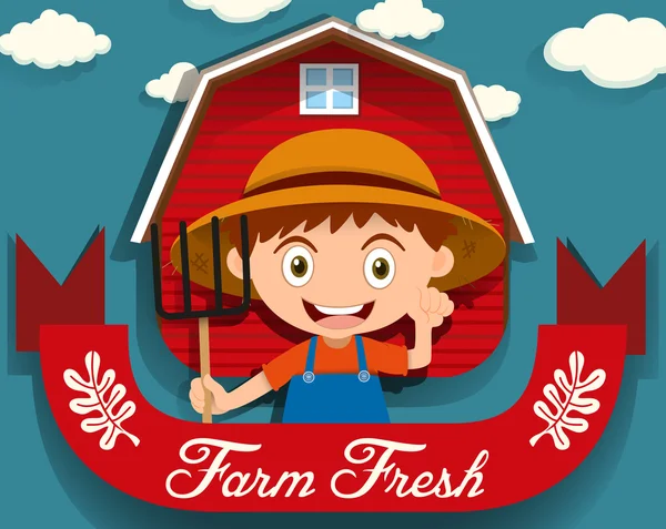 農家と納屋のロゴデザイン — ストックベクタ