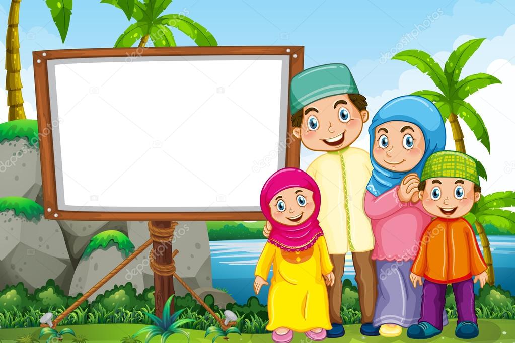 Muslim family in the park