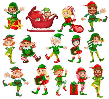 Noel elf farklı pozisyonlarda