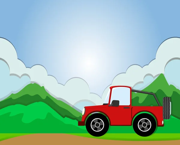 Jeep riding on the road — Stock Vector