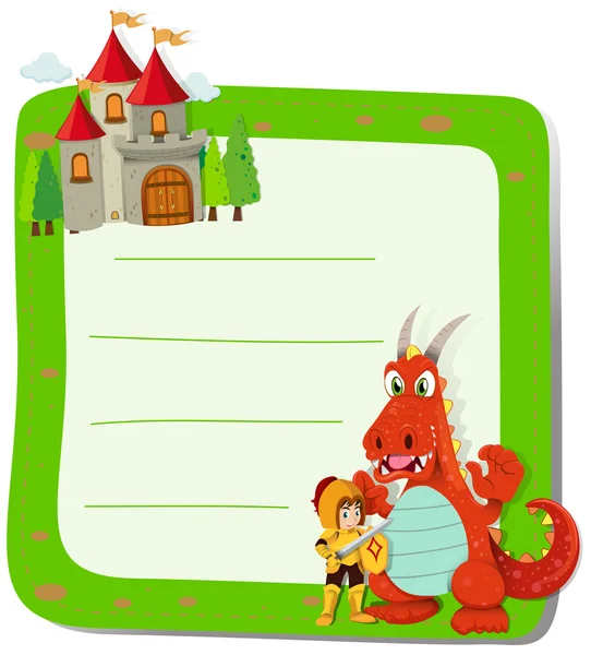 Carta design con drago e cavaliere — Vettoriale Stock