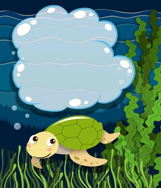 Border design with turtle underwater — Stock Vector