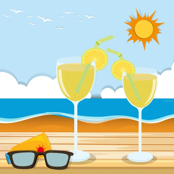 Cocktail au bord de la mer — Image vectorielle