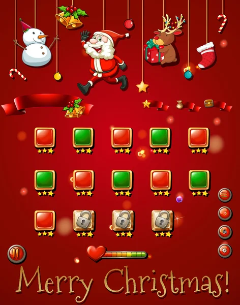 Spel sjabloon met Christmas objecten — Stockvector