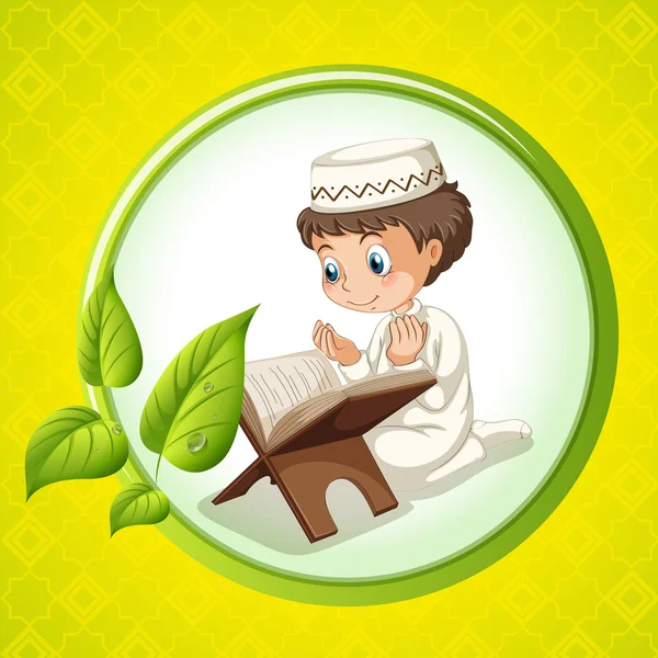 Muslimské chlapce modlí sám — Stockový vektor