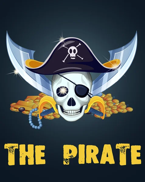 Pirate skull and treassure — Stock Vector