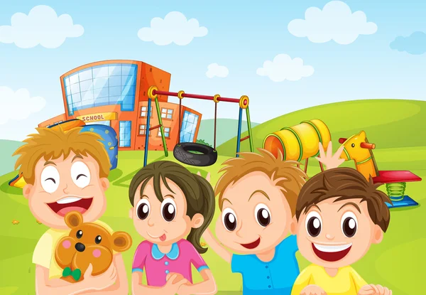 Boys and girl in the playground — Stock Vector