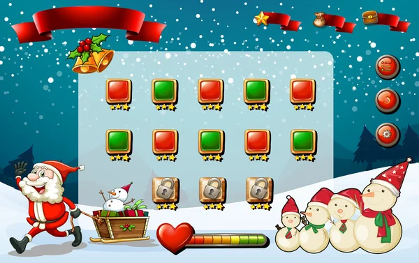 산타 클로스와 눈사람 게임 서식 파일 — 스톡 벡터