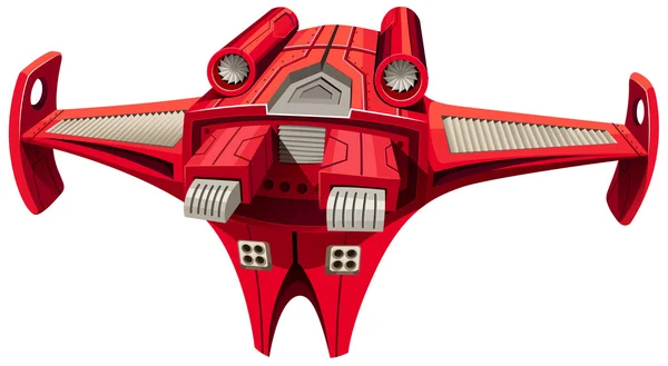 Красный космический корабль с двигателем сверху — стоковый вектор