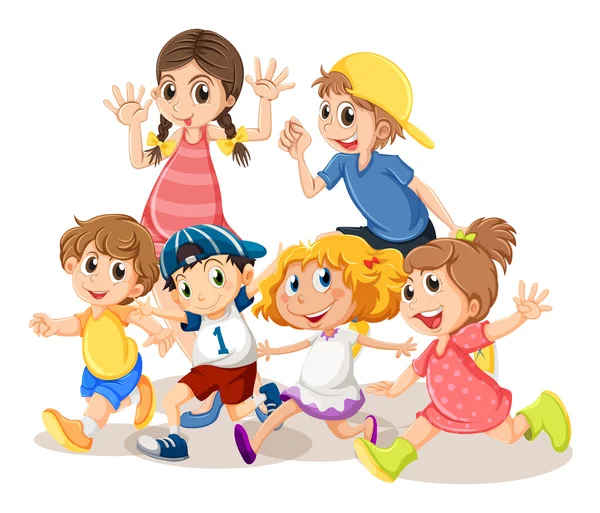 Τα παιδιά με χαρούμενο πρόσωπο — Διανυσματικό Αρχείο