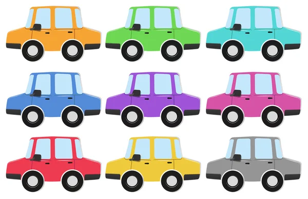 Coche privado en diferentes colores — Vector de stock