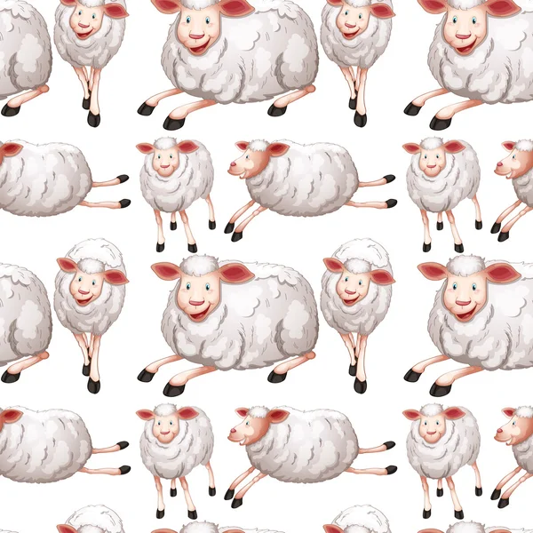 无缝羊与幸福的脸 — 图库矢量图片