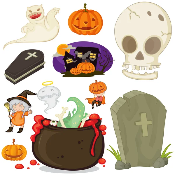Halloween téma különböző tárgyak — Stock Vector