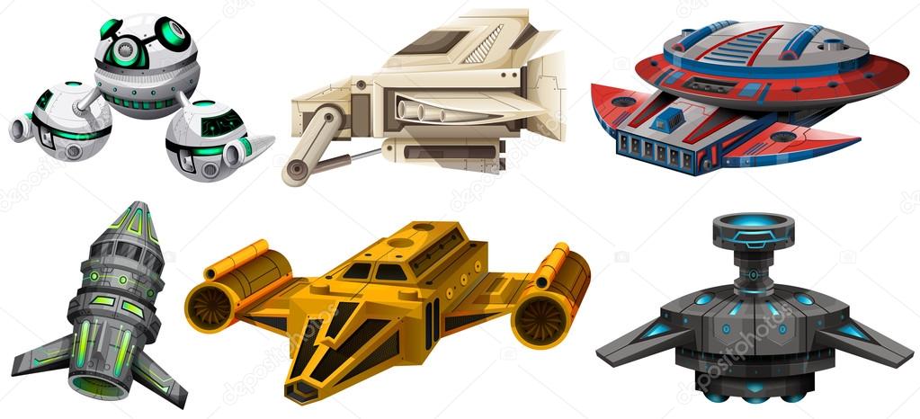 Different design of spaceships