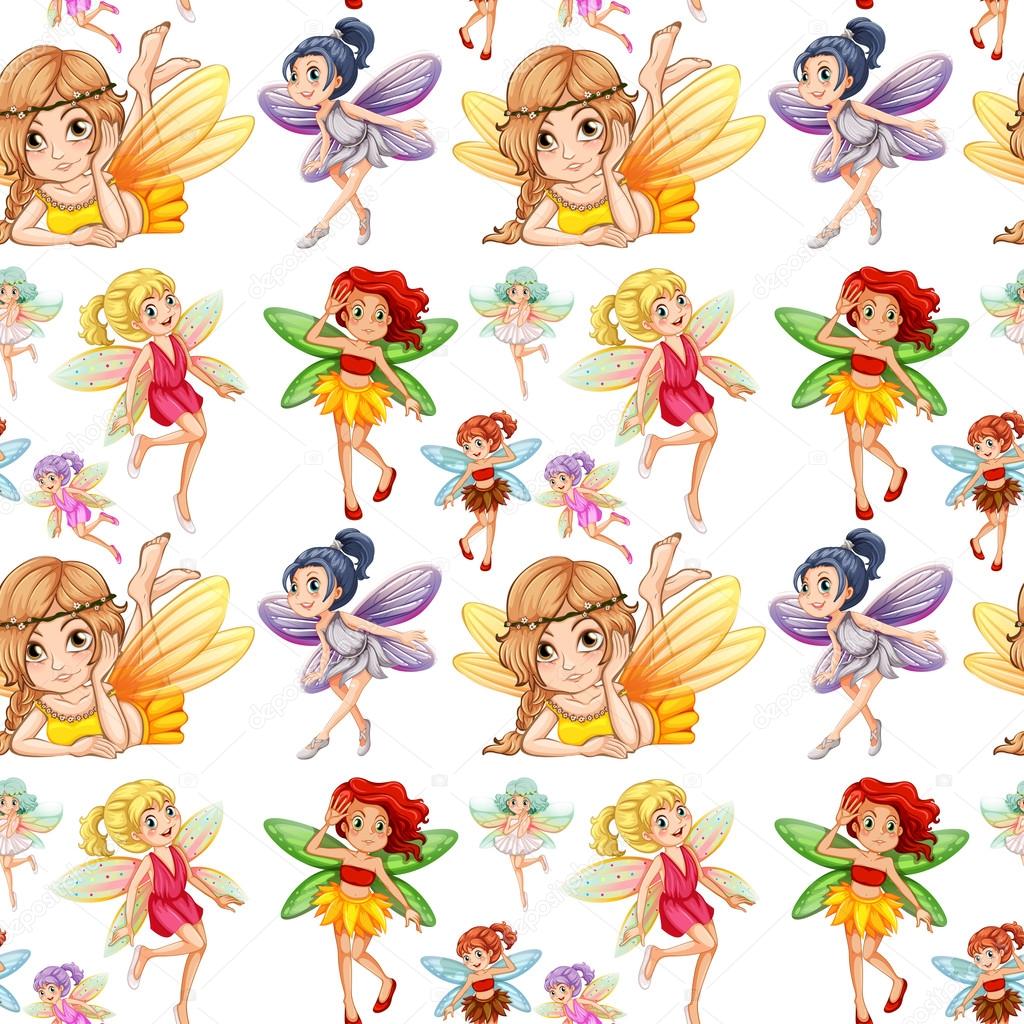 Seamless fairies in different positions