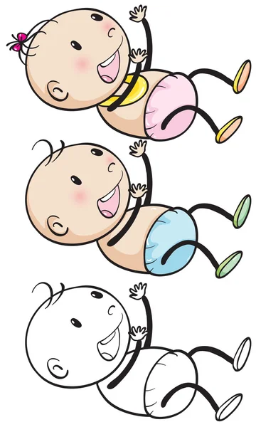 Doodles copil băiat și fată — Vector de stoc