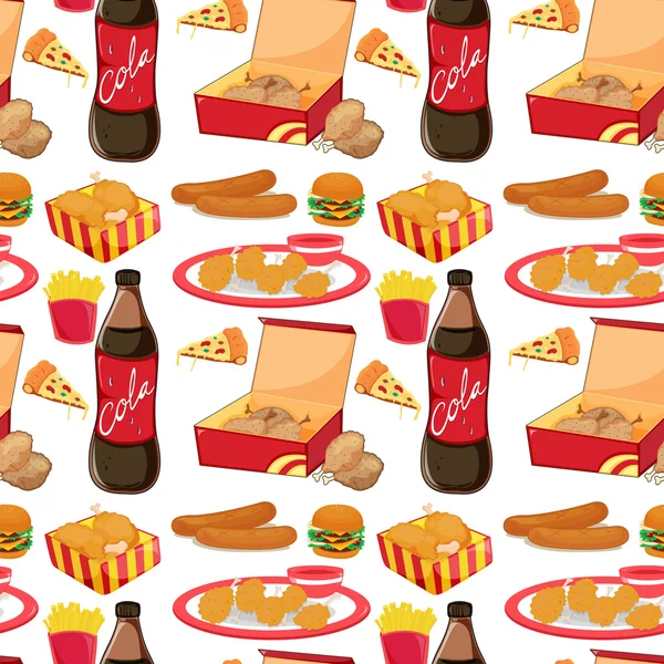 Sans couture différents types de fastfood — Image vectorielle