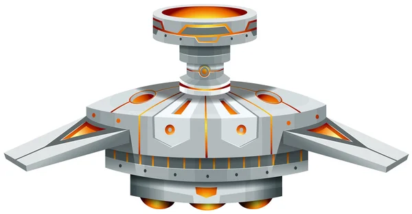 Round spaceship with wings — Stock Vector