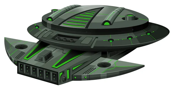 Nave espacial con colores verde y negro — Vector de stock