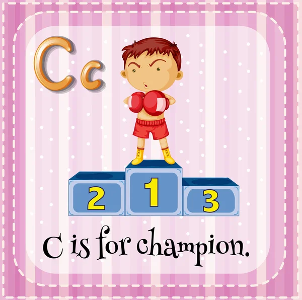 Flashcard lettre C est pour champion — Image vectorielle