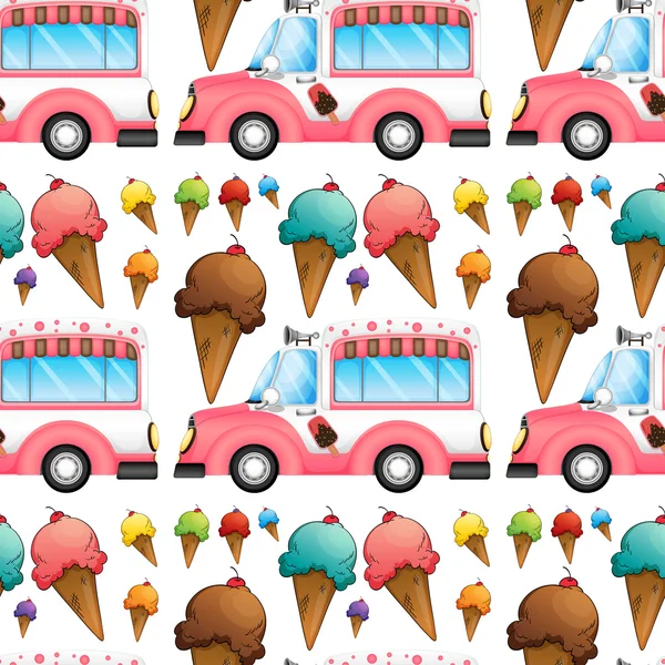 원활한 아이스크림 및 트럭 — 스톡 벡터