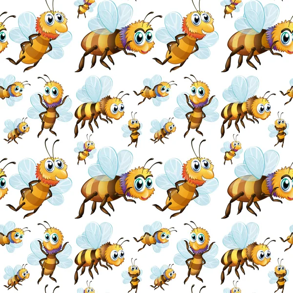 Бесшовные маленькие пчёлки летают — стоковый вектор