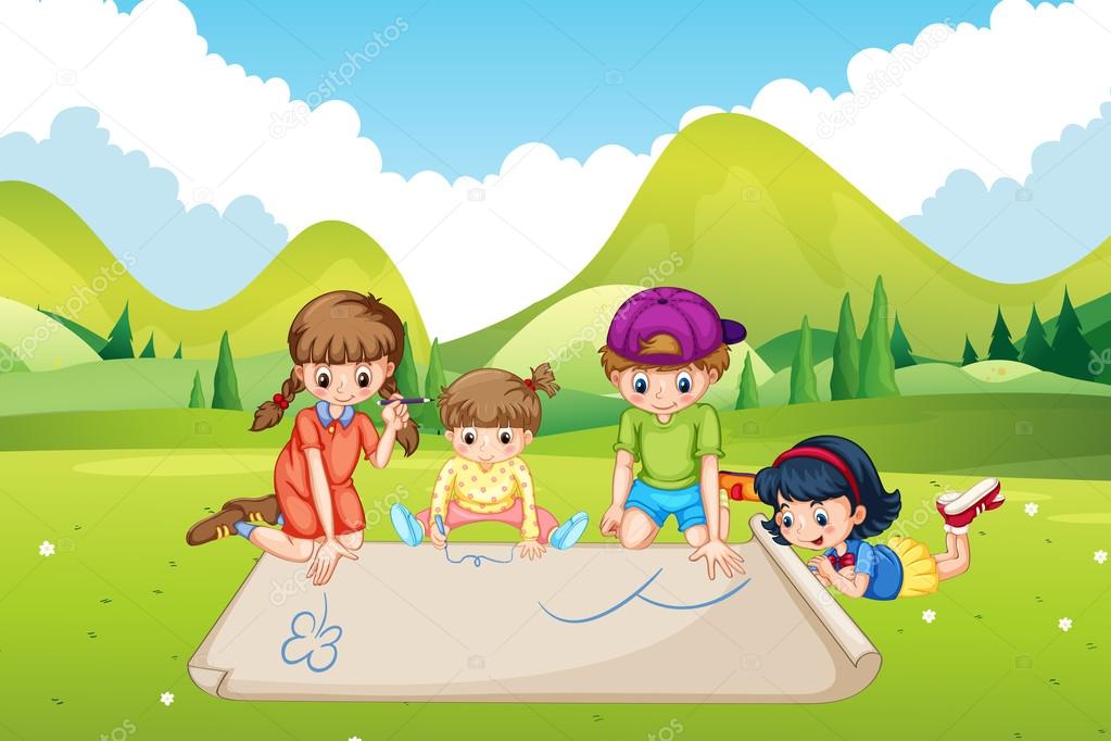 park drawing for kids