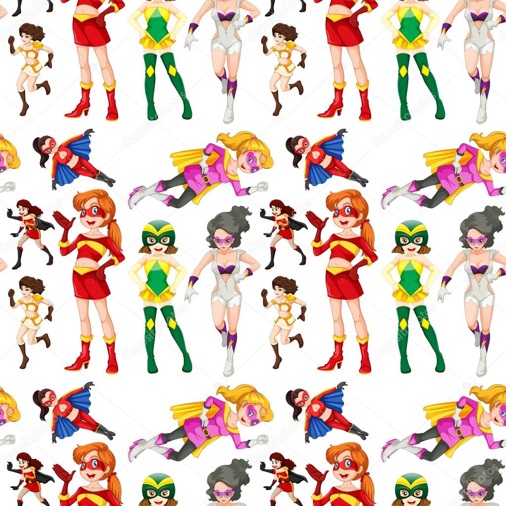 Female heroes in different costumes