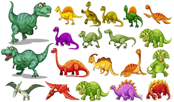 Diferentes tipos de dinosaurios — Vector de stock