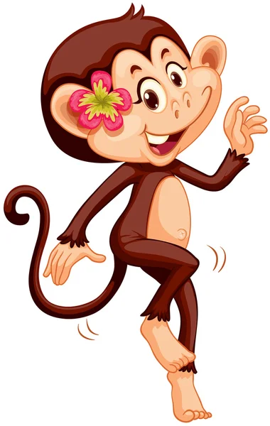 Singe mignon avec des fleurs souriantes — Image vectorielle