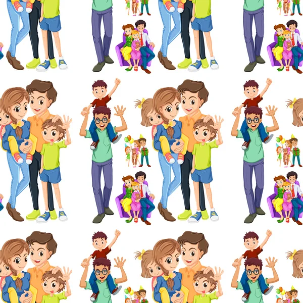 Seamless family with parents and children — Stock Vector