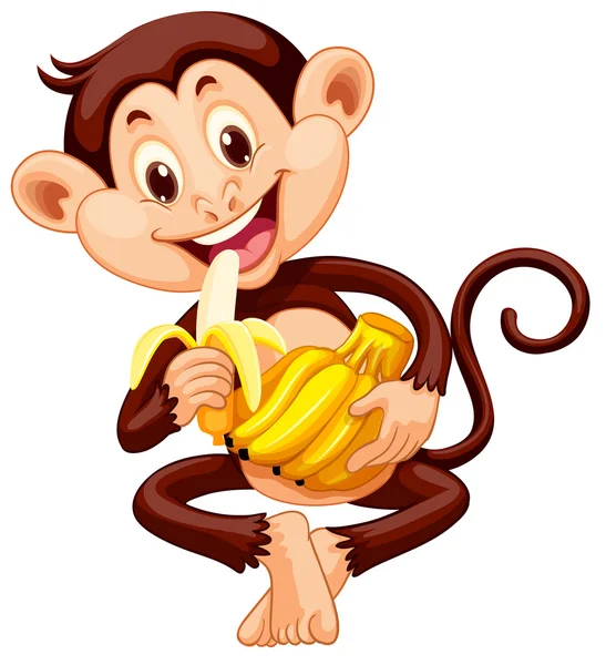 Petit singe mangeant de la banane — Image vectorielle