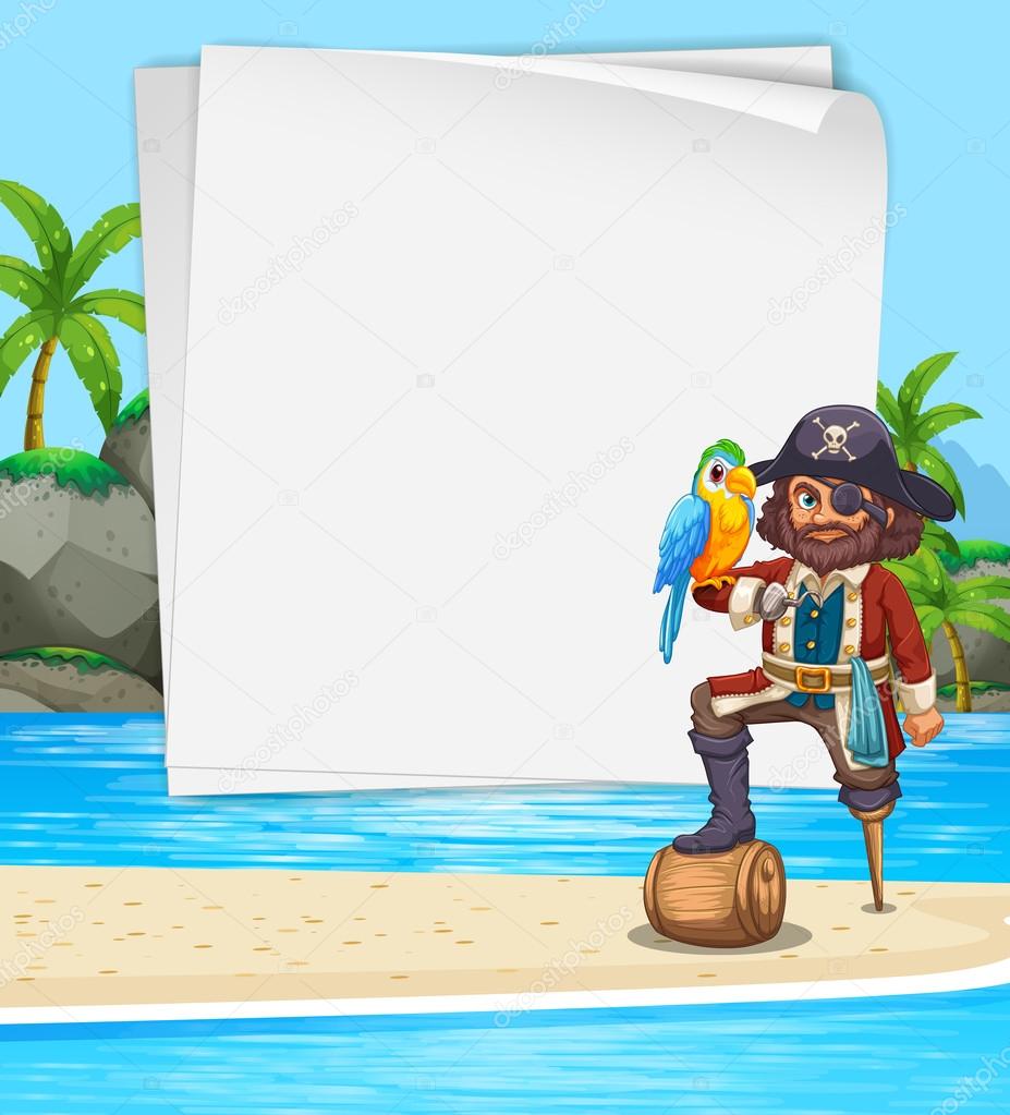 Border design with pirate on the beach