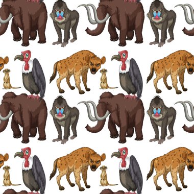 Seamless many type of wild animals  clipart