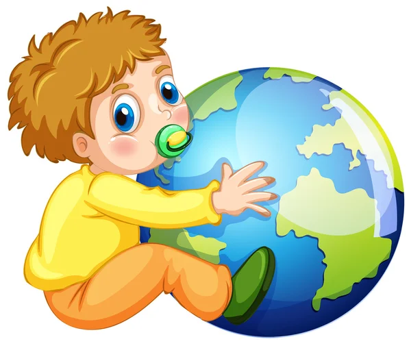 Todler hugging the earth — Stock Vector