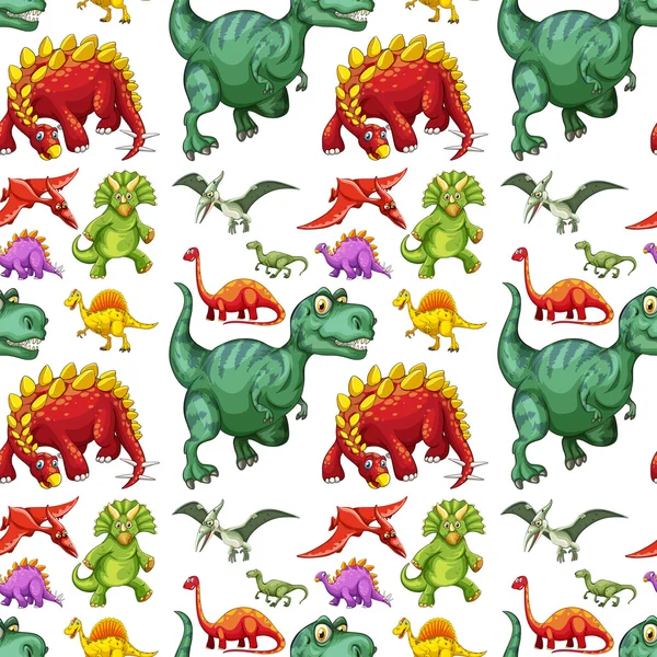 Diferentes tipos de dinosaurios sin fisuras — Vector de stock