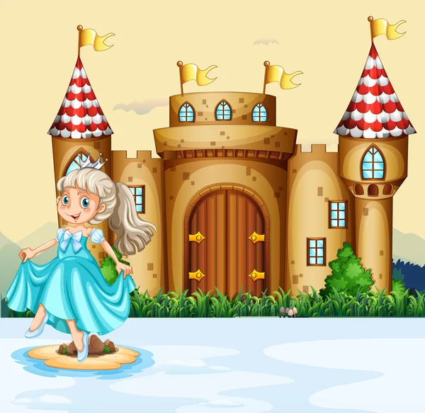 Linda princesa en el palacio — Vector de stock