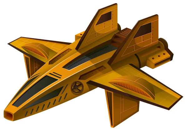Жовтий космічний корабель з крилами — стоковий вектор