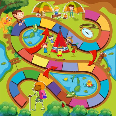 Kamp ve Tema hiking Boardgame şablonu