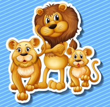 Küçük yavru aslan ailesi