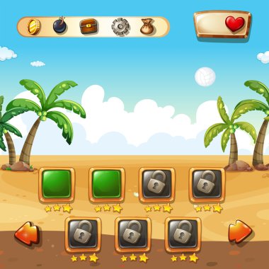 Plaj arka plan ile oyun şablonu