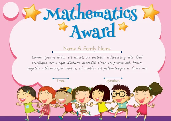 Attestato di aggiudicazione matematica — Vettoriale Stock